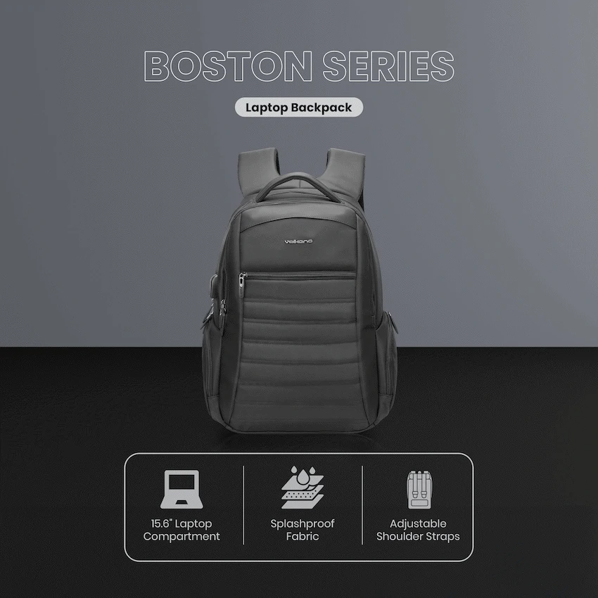 Volkano Boston 15.6" Laptop Backpack - Black - Image 3