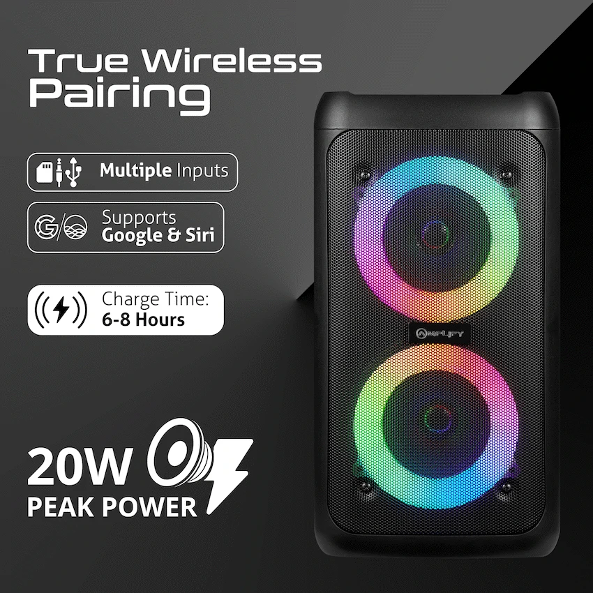 Amplify Mini Megavibe Series Dual 3" Party Speaker - Black - Image 10
