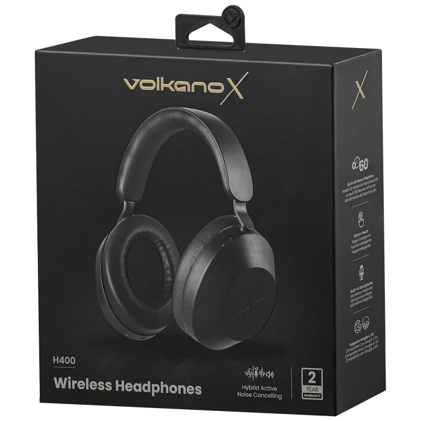 VolkanoX H400 Hybrid Active Noise Cancellation Headphones - Black - Image 17