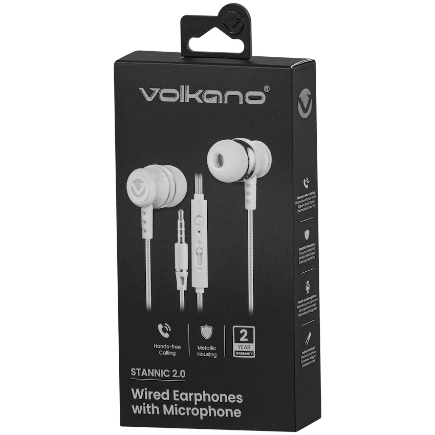 Volkano Earphones with Mic - Stannic Series - White - Image 14