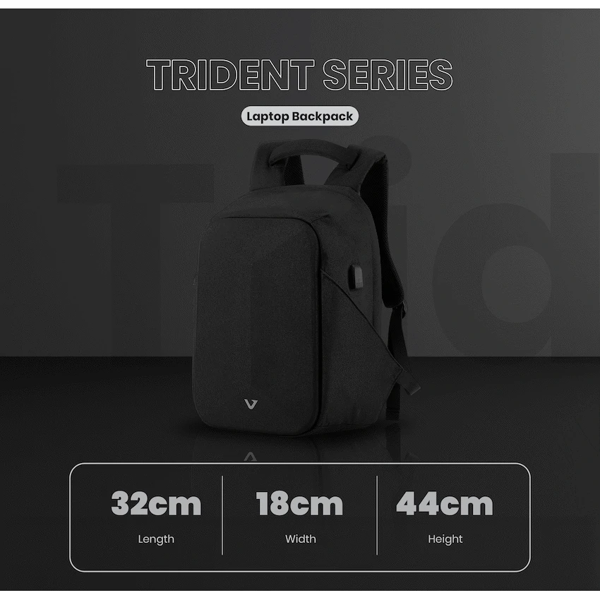 Volkano Trident 15.6" Laptop Backpack - Black - Image 20