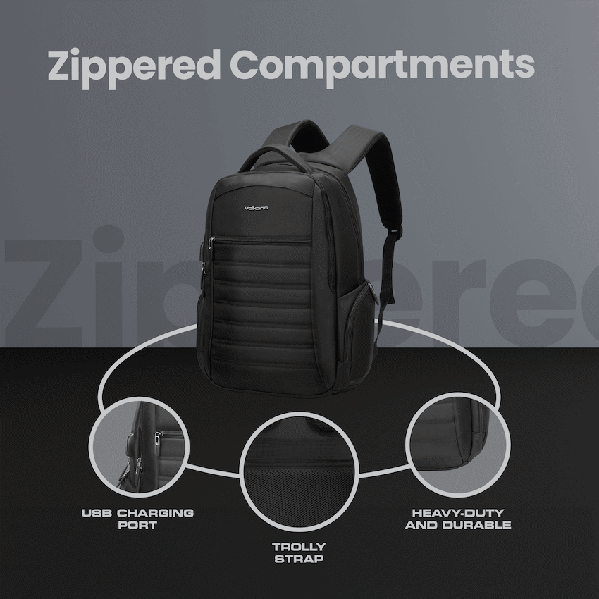 Volkano Boston 15.6" Laptop Backpack - Black - Image 5
