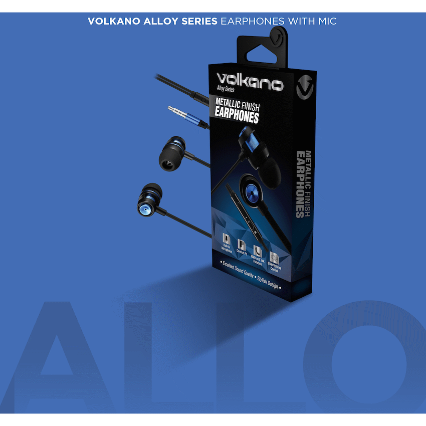 Volkano Alloy Series Metal Earphone - Blue - Image 15