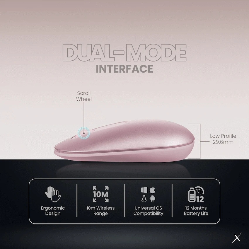 VolkanoX Lava Bluetooth Wireless Mouse - Rose - Image 12