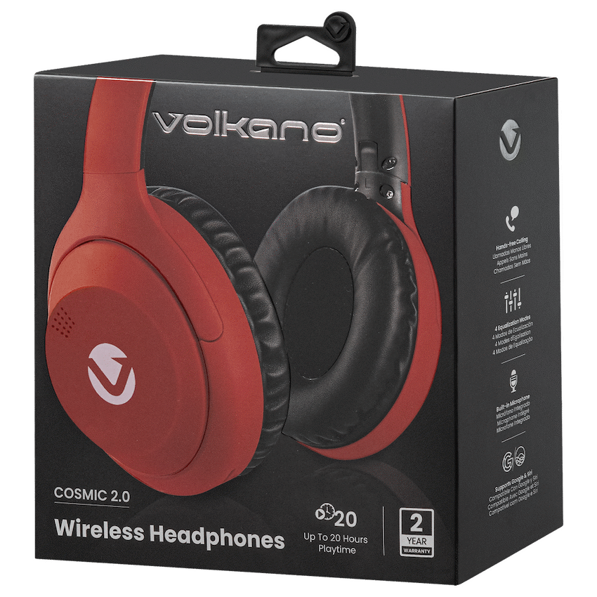 Volkano Cosmic 2 Series Bluetooth Headphones - Red - Image 4