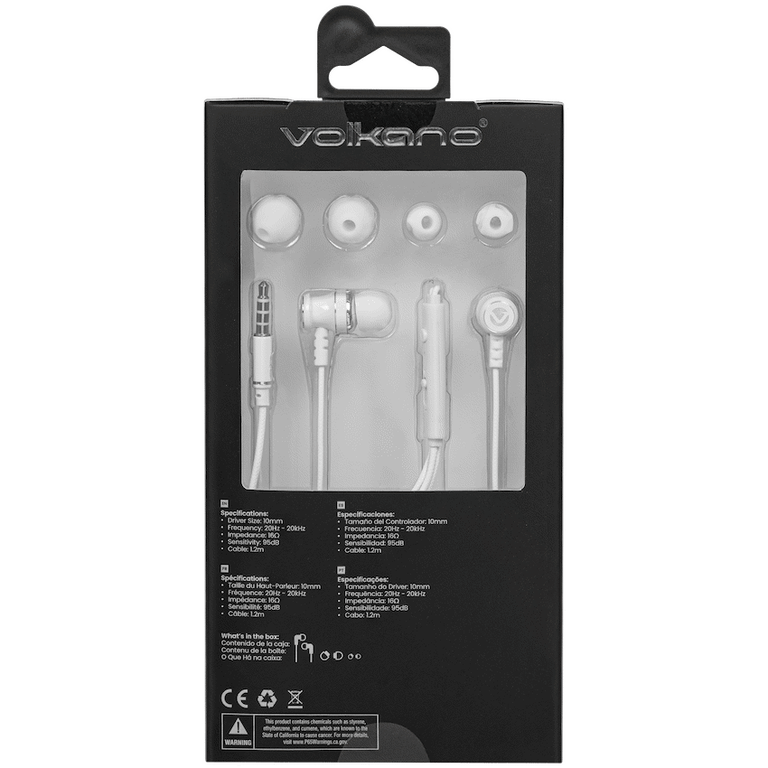 Volkano Earphones with Mic - Stannic Series - White - Image 15