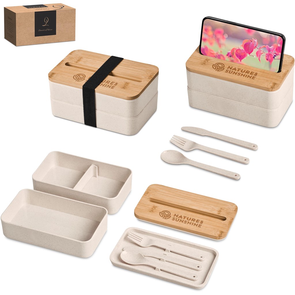 Okiyo Dura Wheat Straw & Bamboo Lunch Box Set - Natural