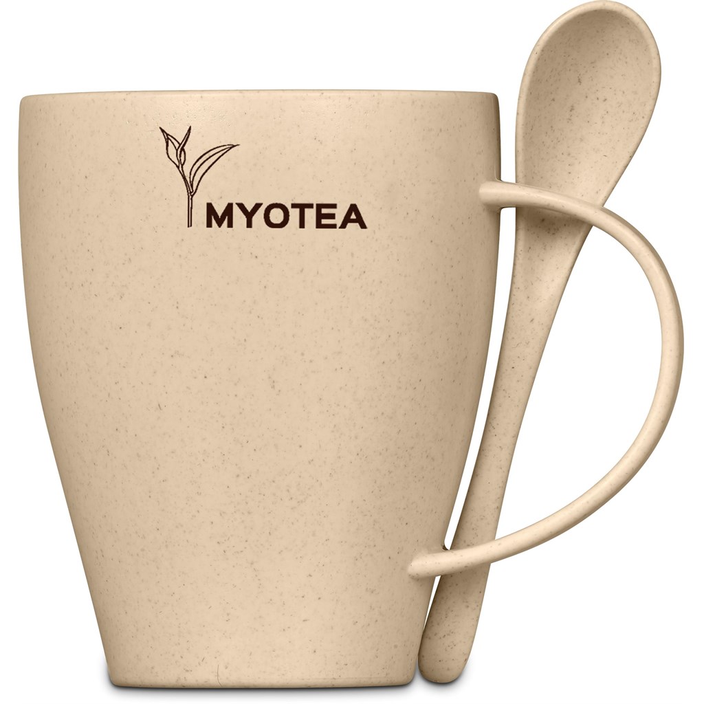 Okiyo Kawai Wheat Straw Mug & Spoon - 350ml - Natural